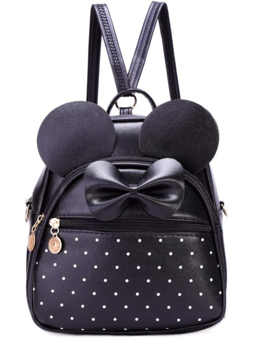 Women Girls Black Mini Backpack Cute Bowknot Convertible Shoulder Bag